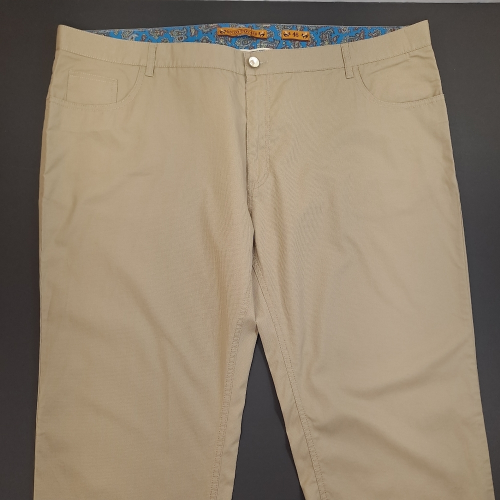 ENZO TOVARE Denim Becker-12 Men's Pants 100% Cotton Beige European Cut - Size 46 - Picture 3 of 11